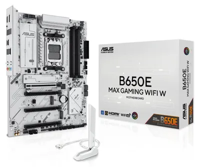 Produktbild von ASUS B650E MAX GAMING WIFI W, AMD, Sockel AM5, AMD Ryzen 7000 Series, AMD Ryzen 8000 Series, AMD Ryzen 9000 Series, Sockel AM5, DDR5-SDRAM, 256 GB