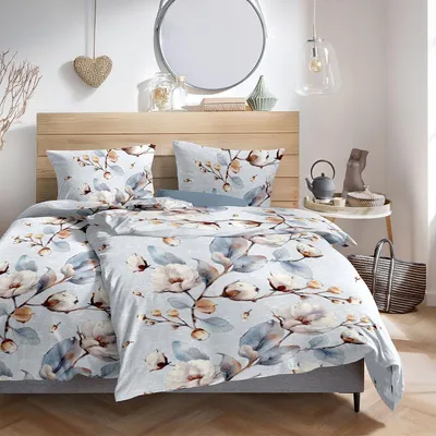 Produktbild von Hahn Biber Bettwäsche Myriel eisblau 135x200 cm + 80x80 cm