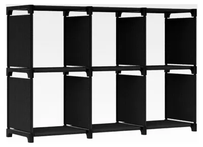 Produktbild von Ausstellungsregal mit 6 Würfeln, schwarz, 103 x 30 x 72,5 cm, Stoff