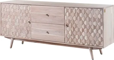 Image de MASSIVMOEBEL24 | Buffet 180x42 Acacia laqué Blanc MOSAYK #200