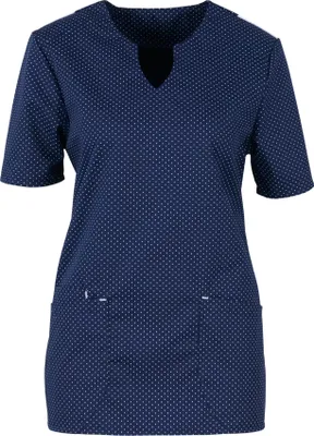 Produktbild von beb MEDIZIN/PFLEGE Damen KASACK Kurzarm V-Neck Marine gepunktet M