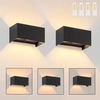 Produktbild von ZMH LED Wandleuchte 2ER Aussen Wandlampe Schwarz Up und Down Außenlampe IP65 Wasserdicht Warmweiß G9 Einstellbar Lichtstrahl Wandstrahler für Wohnzimmer Garten Terrasse Flur