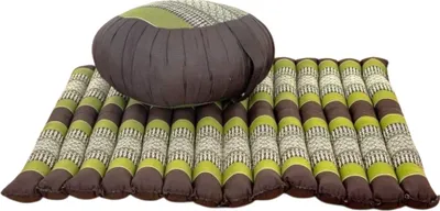 Obrázek produktu pro Jemná sada thajských polštářů Asianliving: Kulatý meditační polštář Zafu D40xH20cm Rolovací meditační podložka Zabuton 76x72cm Kapok Zelený thajský polštář Meditační matrace Kapok 301-G02