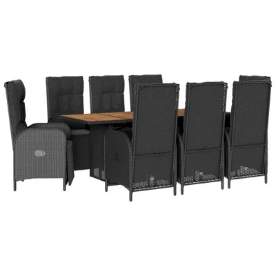Produktbild von vidaXL 9-tlg. Garten-Essgruppe mit Kissen Schwarz Poly Rattan