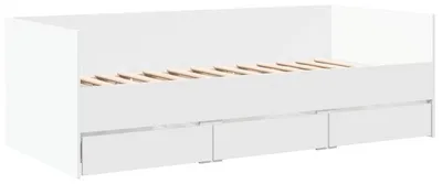 Obrázek produktu pro Postel z masivního dřeva s úložnými zásuvkami – 90x200 cm – Bílá – Přístelová postel