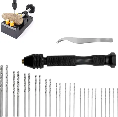 Productafbeelding van Mini handboormachine set met 25 microboormachines, van 0,5 tot 3 mm, precisieboormachines voor sieraden, modelbouw en doe-het-zelf projecten