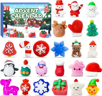 Produktbild von Adventskalender – Adventskalender 2024 – Mit 24 Mochi-Spielzeugen für Kinder – Weihnachtskalender für Kinder – Weihnachtsgeschenke für Babys – Kleinkinder