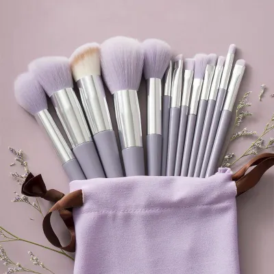 Immagine prodotto di Set di 13 pennelli per il trucco, cosmetici per sfumature morbide a mano per cipria per il viso, correttore, viola