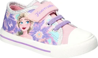 A single child's sneaker with a Frozen theme.