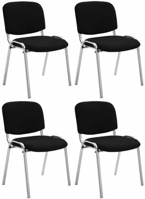Produktbild von CLP 4er Set Stühle Ken Chrom Stoff gepolstert schwarz