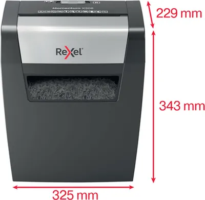 Produktbild von Rexel Momentum X308, Partikelschnitt-Zerkleinerung, 5 x 42 mm, 15 l, 100 Blätter, 70 dB, Tasten