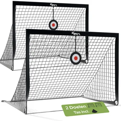 Productafbeelding van KM-Fit Voetbaldoel 2-delig set, 120x90 cm, opklapbaar trainingsdoel voor kinderen, inklapbaar minivoetbaldoel voor tuin en buitenshuis, inclusief doelpalen