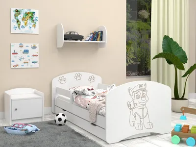 Produktbild von Happy Babies Kinderbett - Mit Matratze & Schublade und Rausfallschutz, 80x160, Mädchen Kinderbetten & Jugendbett Jungen Kids Bed