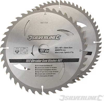 Immagine prodotto di Silverline - Lame circolari in metallo duro con 40 e 60 denti, confezione doppia.