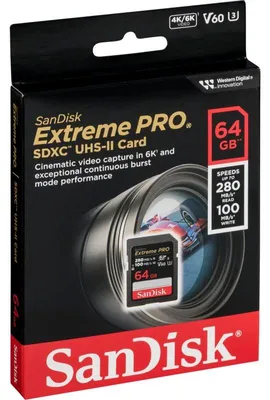 Image de SanDisk Extreme Pro SDXC    64GB UHS-II C10 U3 V60