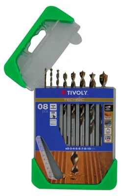Obrázek produktu pro Sada vrtáků do dřeva HSS, 8 kusů, průměr 2 až 10 mm