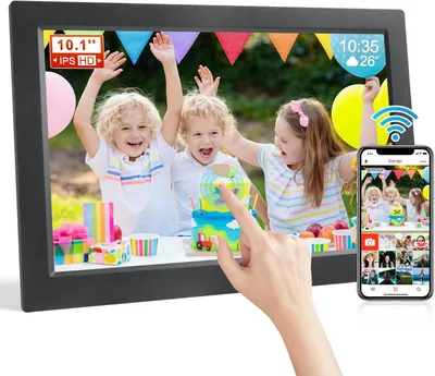 Produktbild von 10,1 Zoll Digitaler Bilderrahmen, Digitaler Fotorahmen, 1280x800 HD IPS Touchscreen, 32GB Speicher, Wandmontage, Automatische Drehung