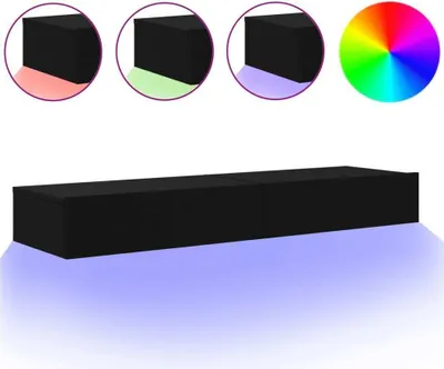 Produktbild von vidaXL TV-Schränke mit LED-Leuchten 2 Stk. Schwarz 60x35x15,5 cm