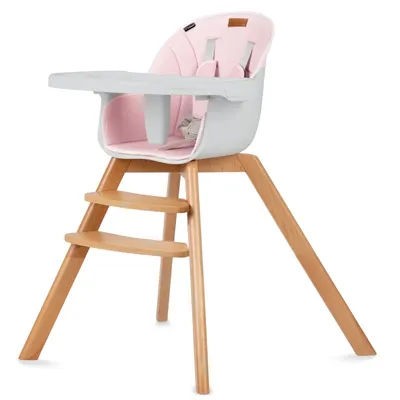 Zdjęcie produktu dla Krzesełko dziecięce do karmienia wysokie krzesełko do stołu drewniane Kidwell NOBIS Pink