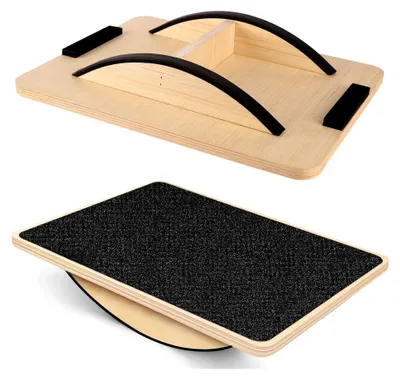 Produktbild von Balance Board aus Holz, rutschfestes Balancebrett für Rumpfkraft und Knöcheltraining