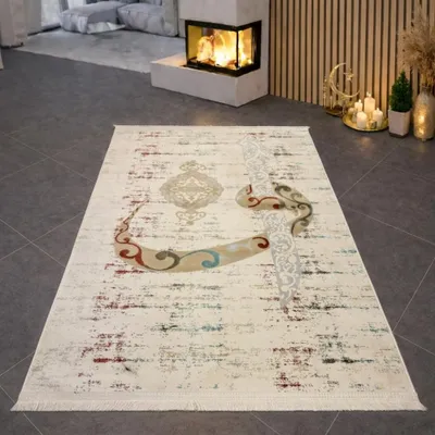 Immagine prodotto di Moderno tappeto da preghiera con calligrafia araba e motivi ornamentali Dimensioni: 80 x 120 cm