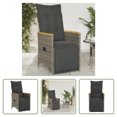 Produktbild von The Living Store Gartensessel Verstellbar mit Kissen Grau Poly Rattan