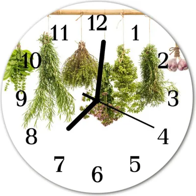 Produktbild von Glasuhr Wanduhr Küchenuhr Echt-Glas 30fi cm Kräuter grün