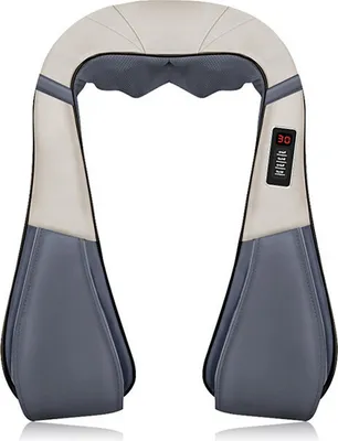 Image de (Gris)Masseur de nuque avec chaleur, masseur de dos pour femmes, hommes, masseur d'épaules en tissu profond Knet, coussin de massage pour nuque, dos