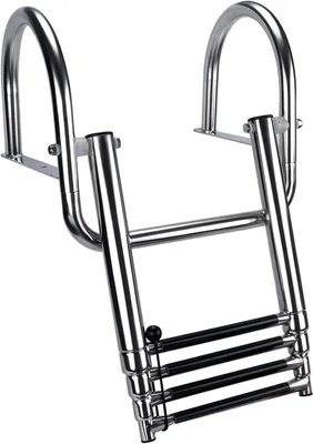 Image de Échelle télescopique à 4 marches - Acier inoxydable - Hauteur : 130 cm
