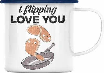 Produktbild von Trendation - Emaille Tasse Valentinstag Geschenk Für Sie Ihn Liebe Spruch Geschenkidee (Blau)