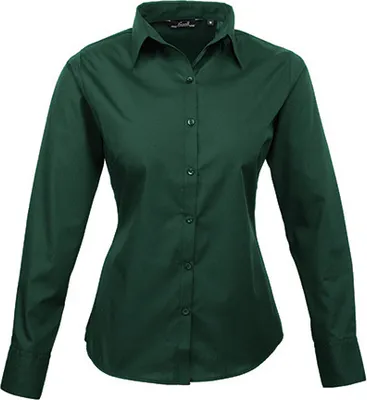 Produktbild von Premier Workwear Baumwolle Classics Popeline Bluse langarm 39.0300 Gr. 2XL bottle