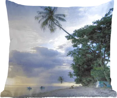 Produktbild von MuchoWow® Zierkissen Sofakissen Wohnzimmer Dekokissen 45x45 cm Sonnenuntergang über dem Strand von Mo'orea - Schlafpolster - Polster für das Sofa