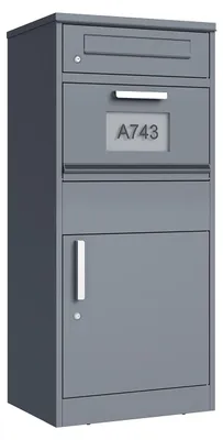 Obrázok produktu pre Westmann Nox Metall: Súprava poštovej schránky s priehradkou na balíky, antracitová farba, 50 x 38,5 x 112 cm