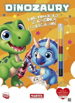 Produktbild von Kolorowanka Dinozaury z naklejkami z kredką, 16 stron