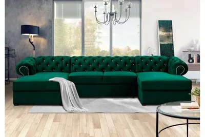 Produktbild von FURMEB 24 ECKSOFA mit Schlaffunktion SWAROVSKI U 348 x 180 cm GRÜN