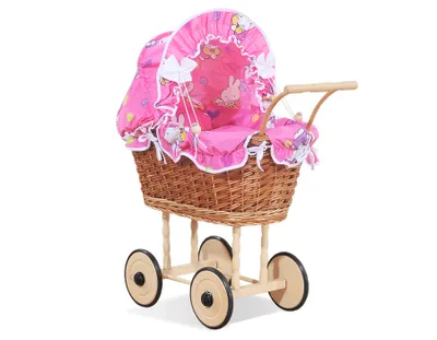 Produktbild von Wiklinvagn MY SWEET BABY mit rosa Bettwäsche für Puppen aus Naturfaser