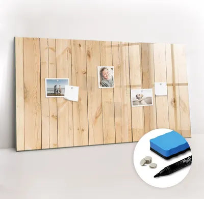 Produktbild von Magnetpinnwand Memoboard - Zubehörsatz - Schwarzer Marker + Schwamm + Magnete - 120 x 60 cm - Holzbretter
