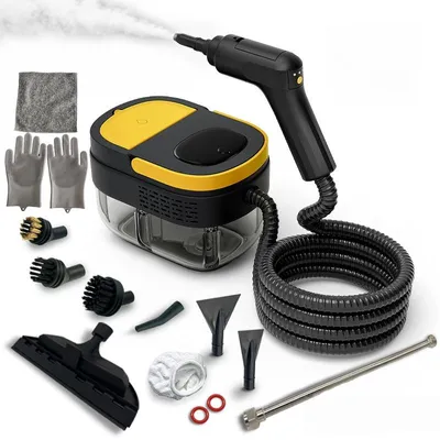 Produktbild von Dampfreiniger, 2500W Handdampfreiniger, 1,5 m Dampfschlauch, 1600-ml-Wassertank, 3bar tragbarer Dampfdruck mit 7 Bürstenköpfen für Küchenmöbel, Badezi