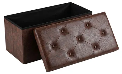 Zdjęcie produktu dla Nemora Saddle 75 – Puf ze schowkiem i skrzynią 76,2 x 38,1 x 38,1 cm, brązowy, ze sztucznej skóry