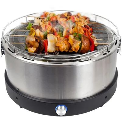 Produktbild von Syntrox Germany Holzkohlegrill Edelstahl rauchararm mit Aktivbelüftung 34,8 cm