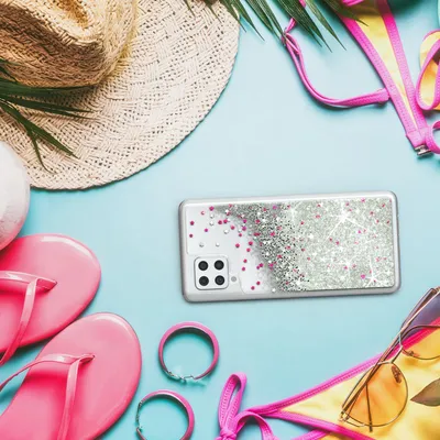 Produktbild von EAZY CASE - Glitzer Hülle kompatibel mit  Samsung Galaxy A42 5G Glitzer Schutzhülle, Soft Case, Backcover Transparent mit Motiv