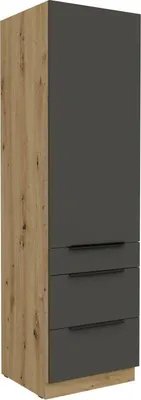 Obrázek produktu pro Potravinová skříň se šuplíky LUNARA - šířka 60 cm, grafit / dub artisan