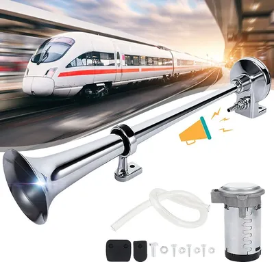 Produktbild von 12 V fanfárový klaksón na stlačený vzduch 150DB klaksón zo zliatiny zinku, strieborný