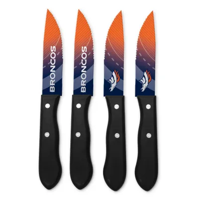 Produktbild von NFL Denver Broncos Steakmesser 4-teilig Set Football Messer Set Barbecue
