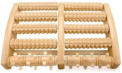 Imagen del producto de Rodillo masajeador para pies de madera – rodillo masajeador para 2 pies – masaje para pies – madera – para 2 pies