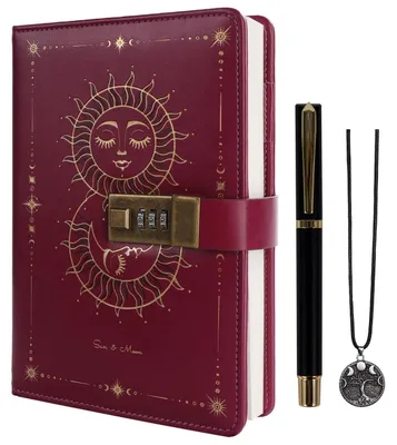 Immagine prodotto di Diario con chiusura a chiave, formato A5, ricaricabile, 224 pagine numerate, colore viola scuro