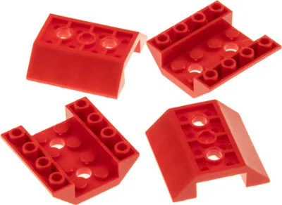 Produktbild von 4x Lego Dach Stein 45° 4x4x1 rot negativ schräg 2 Löcher 4658975 72454