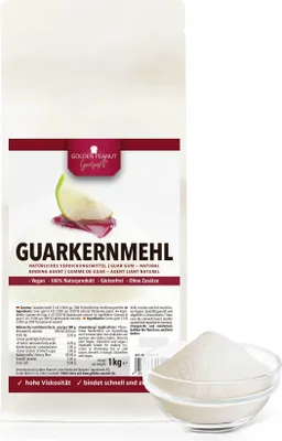 Produktbild von GOLDEN PEANUT Gourmet Guarkernmehl 3500 cps Viskosität 1 kg, zum Andicken von Speisen und Gebäck, vegan und glutenfrei