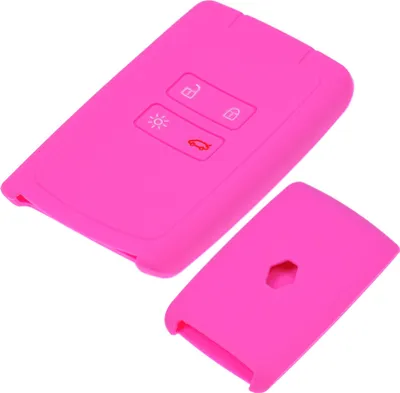 Produktbild von Auto Schlüssel Hülle Silikon Schutz Cover Pink kompatibel mit Renault Megane Kadjar Clio Captur 4 Tasten KEYLESS SMARTKEY