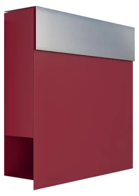 Produktbild von Wandbriefkasten Manhattan in Rot mit Edelstahlklappe